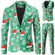 thumbnail image 2 of Trajes navideños para hombre, traje de 3 piezas de corte regular, estampado de copos de nieve, muñeco de nieve, chaqueta, pantalones, chalecos, conjunto de traje para hombre para Navidad, 2 of 5