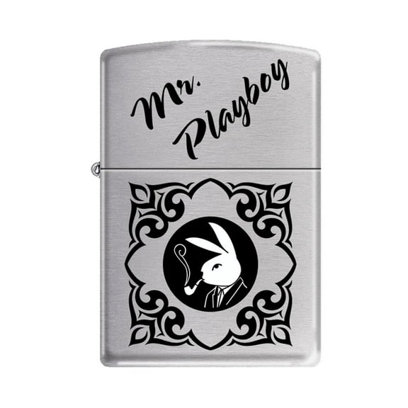 Zippo Lighter - Personalized Customize Message Engrave on Backside for Playboy Bunny (Mr.Playboy Smoking Z5555)