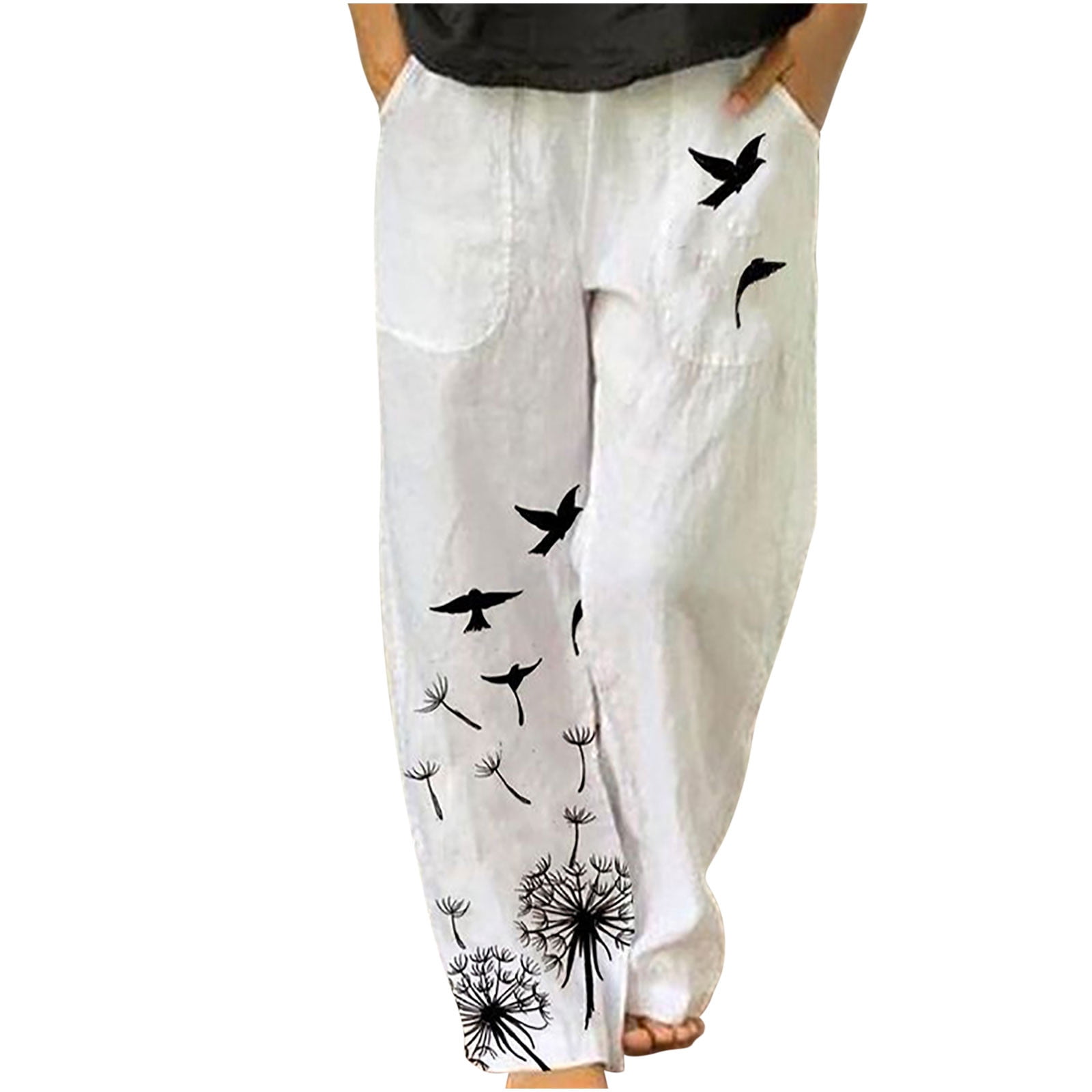 Women High Waist Pants Elastic Belt 