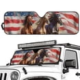 thumbnail image 2 of HUIACONG US Flag Horse Windshield Sun Shade Compatible with 2007-2024 Wrangler Rubicon Sahara TJ JK JKU 2 & 4 Door Car Sun Shade Sun Visor Protector Keep Your Vehicle Cool, Silver, 2 of 6