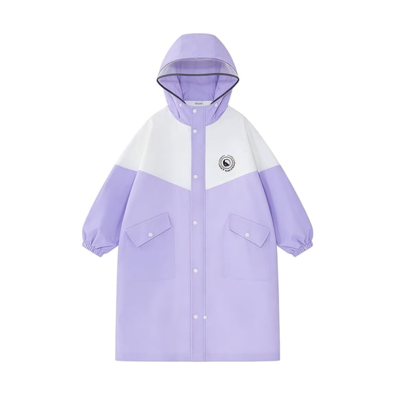 UACY Kids Rain Poncho with Hood Reusable Rain Jacket Lightweight & Durable Raincoats for Boys and Girls for Travel Outdoor (Purple, 12-14 Years)