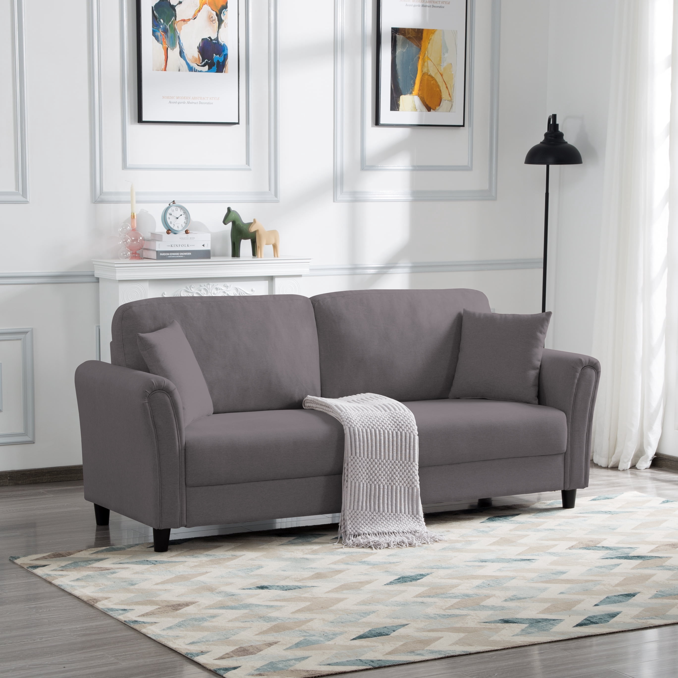 BSHTI 81.5 inch European Style Modern Sofa Couch,Minimalism Couches Sofa for Livingroom(Dark Gray)