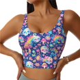 thumbnail image 1 of Balery mushroom Skull rainbow color Sujetadores deportivos con espalda cruzada para mujer, acolchados, sin costuras, de alto impacto, ideales para yoga, gimnasio, entrenamiento y fitness.-XX-Large, 1 of 8