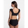 thumbnail image 3 of No Boundaries Keyhole Swim Bikini Top with Cap Sleeves, Women’s XXS-XXL, 3 of 5