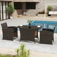 thumbnail image 4 of Costway 3 PCS Wicker Bistro Set Balcony Furniture Set with Tempered Glass Dining Table, 4 of 10