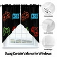 thumbnail image 3 of Swag Curtains Valances for Windows, Black Video Game Themed Short Kitchen Window Curtains Over Sink, Gamer Game Controller Lines Cafe Curtains Panel Set Of 2,Rod Pocket, 36 Inches Length, 3 of 8