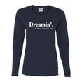 thumbnail image 2 of Dreamin' Dr Martin Luther King Jr. 1963 Womens Graphic Long Sleeve T-Shirt, Navy, Large, 2 of 3