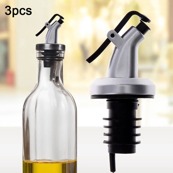 Windfall 3Pcs Stainless Steel Classic Bottle Pourers Tapered Spout - Liquor Pourers with Rubber Dust Caps Oil Vinegar Bottle Stopper Spout Leakproof Nozzle Dispenser Wine Pourer