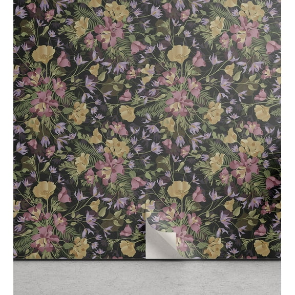 Ambesonne Floral Design Peel & Stick Wallpaper for Home, Fantasy Garden Scene, 13"x36", Pale Pink Pistachio Green