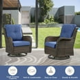 thumbnail image 2 of PARKWELL 4-Piece Outdoor Patio Furniture Set 5-Seat High Back Conversation Set with 41" Fire Pit Table and Swivel Glider for Patio Garden Deck,Brown Wicker Navy Cushions, 2 of 9