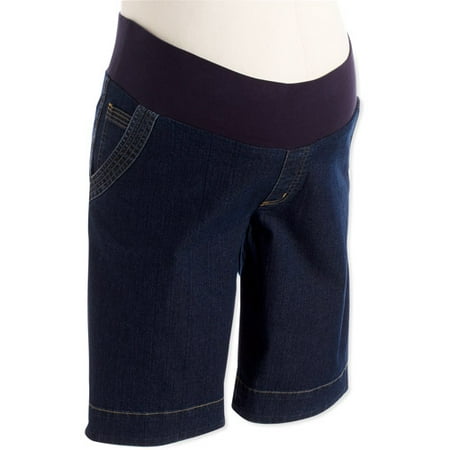 Maternity Demi-Panel Denim Bermuda Shorts