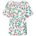 thumbnail image 5 of Uaswgudfs Women's V-Neck Floral Short Sleeve Blouse: Button Accents & Side Slit Detail for Oriental-Inspired Summer Casual TopsWhiteM, 5 of 5