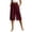 Wine, variant on Women Linen Capri Pant V Cross Elastic Waisted Cropped Pant Solid Flowy Culottes Short Pants with Pockets