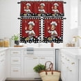 thumbnail image 2 of Fun Chef Kitchenware Food Burgundy Red Curtain Tier and Valance Set 3 Piece, Black White Checker 3-inch Rod Pocket Window Tier Curtains Valance for Kitchen Living Room, 2 of 9