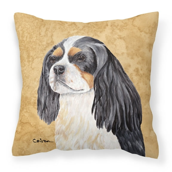 Carolines Treasures SC9120PW1414 Cavalier Spaniel Wipe your Paws Fabric Decorative Pillow, 14Hx14W, multicolor