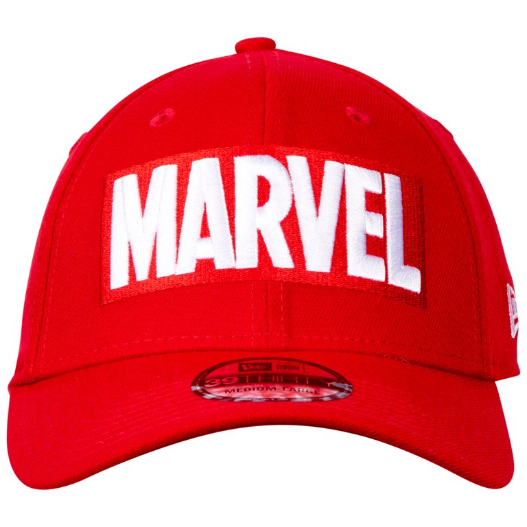 Marvel Brand Logo RED Label New Era 39Thirty Fitted Hat-Large