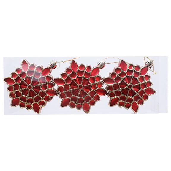 Red Holiday Snowflake Balls Set 3Pc Christmas Gift Box Tree Hanging Ornaments Pendant Creative
