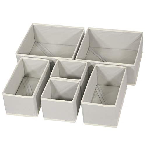 Beige-16 Cells Stylifing Foldable Cloth Storage Box Closet Dresser Drawer Organizer Soft Fabric Baskets Bins Containers Divider for Panties,Underwear Ties,Bras Lingerie Socks