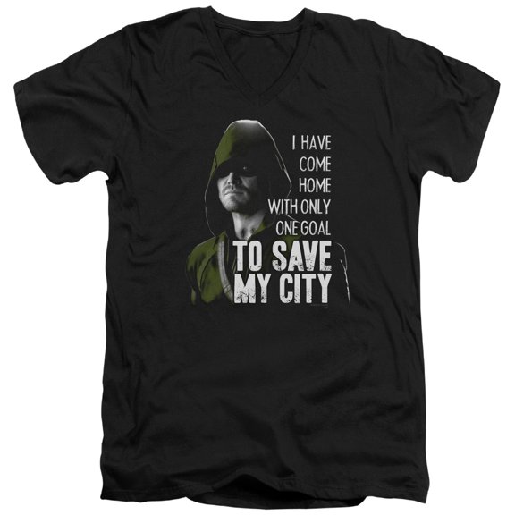 Arrow Save My City S/S Adult V-Neck T-Shirt 30/1 T-Shirt Black