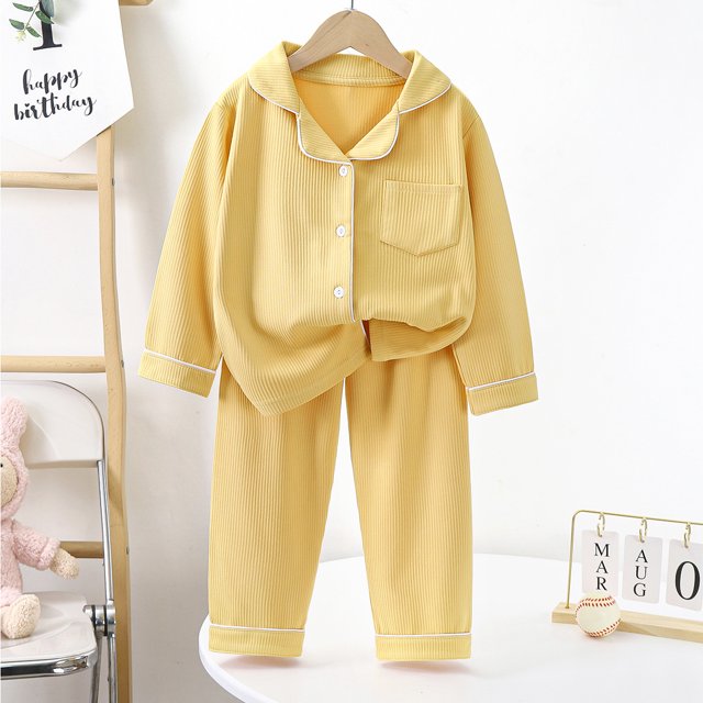 Pijamas de terciopelo para niños y niñas, cárdigan de otoño e invierno, conjunto de dos piezas de manga larga, ropa de hogar para otoño e invierno para niños y niñas