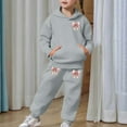thumbnail image 2 of SGMVNU 2 Piece Sets for Boys Girls 2 Piece Outfits Fall Long Sleeve Hoodie and Baggy Joggers Casual Outfit Set Lounge Set, for 12-13 Years, Grey, 2 of 7