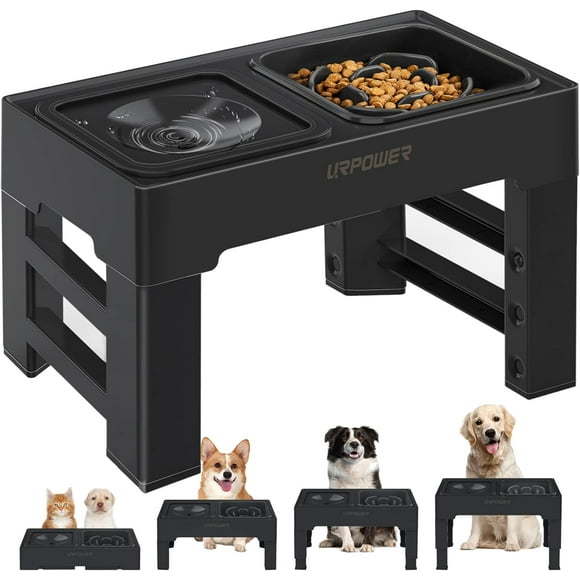 inElevated Slow Feeder Dog Bowls with No Spill Dog Water Bowl Height Adjustable Raised Dog Bowl Dog Food and Water Bowls with Stand for Small Medium Large Dogs Cats and Pets