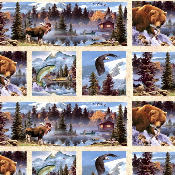 Rocky Mountain Outdoors Panels Pattern Premium Roll Gift Wrap Wrapping Paper