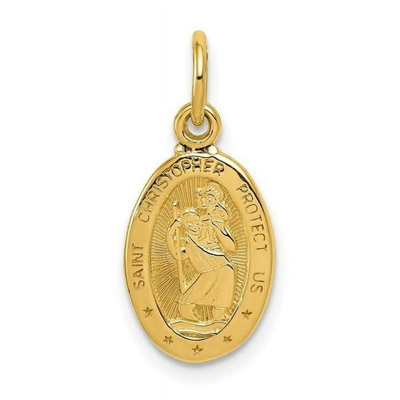 Finest Gold 14K Yellow Gold Saint Christopher Medal Charm
