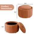 thumbnail image 6 of DREAMSIDEA Velvet Upholstered Round Storage Ottoman with Removable Lid Footrest Stool for Living Room, Bedroom, Orange, 6 of 6