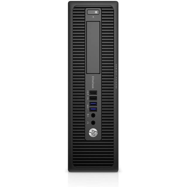 super computadora barata hp 705 amd 4gb ram y 500gb hdd centered front-facing slim black HP tower with ribbed front panel, vertical optical-bay cover, power button, two blue USB 3.0 ports, two black USB ports and front audio jack; memoria DDR4 4 GB, 500GB HDD, gráficos integrados AMD Radeon, compatible con hasta 3 monitores; adecuada para oficina y tareas básicas.