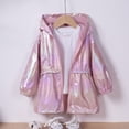 thumbnail image 4 of YunPes Toddler Girls Metallic Shiny Jacket Zip-Up Hooded Windbreaker with Elastic Waist Y2K Trendy Glitter Outdoor Clothes, 4 of 7