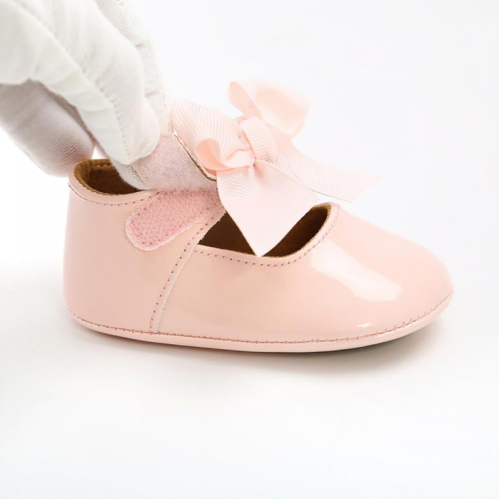 Baby Girl Bow Anti-slip Leather Christening Pram Shoes Soft Sole Sneaker