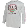 thumbnail image 2 of Men's-'47  Gray Cincinnati Reds Big & Tall Distressed Franklin Long Sleeve T-Shirt, 2 of 3