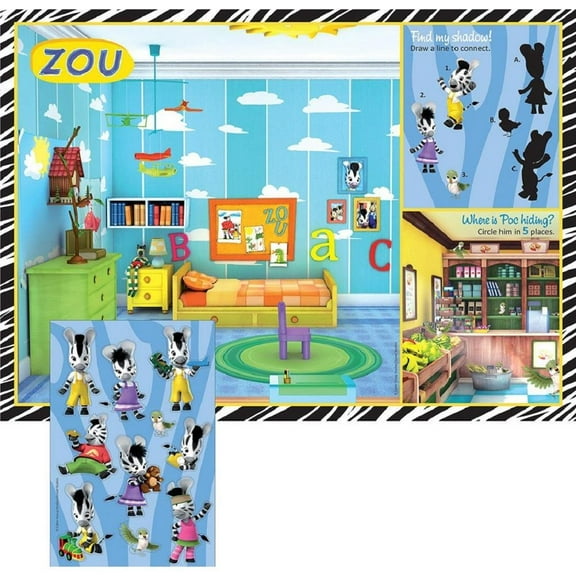 Zou Cartoon Zebra Bizou Elzee Birthday Party Favor Activity Placemats Stickers