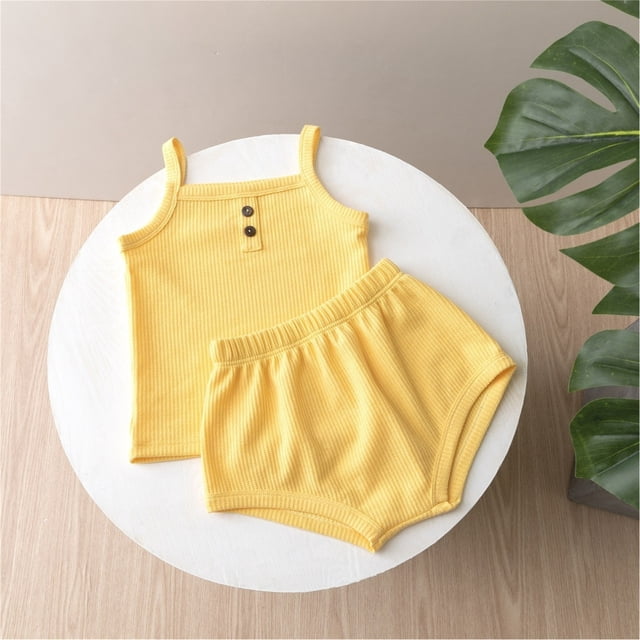 Jusqu'à 30 % de Réduction, Ensemble Camisole à Nouer Couleur Unie, Ensemble Haut et Short pour Filles, Col Rond, Deux Pièces, Ajustement Confortable, Mode Jeunesse, Usage Quotidien, Pièce de Mode Intemporelle, Sopatenor