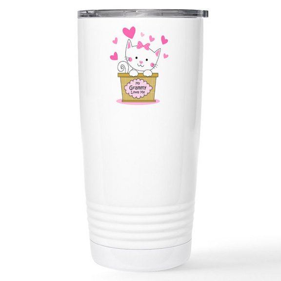CafePress - Kitty Grammy Loves Me Stainless Steel Travel Mug - Insulated Stainless Steel Travel Tumbler 20 oz.