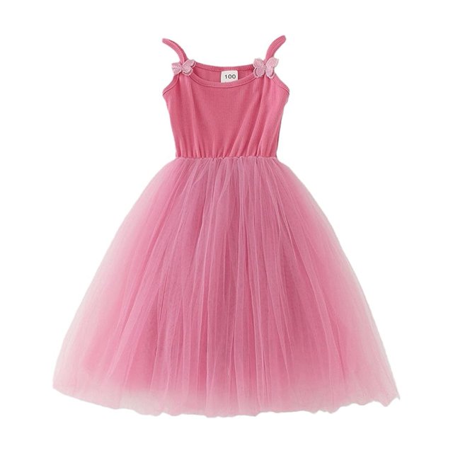 KYAIGUO Robe en Tulle à Bretelles pour Filles 1-7 Ans, Robe d'Été Décontractée pour Bébé