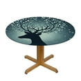 thumbnail image 3 of PIKWEEK Watercolor Cute Deer Round Fitted Tablecloth Elastic Edge Waterproof Oil-Proof Table Cover Stain-Resistant Table Cloth Fits Round Tables, 3 of 7
