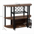 thumbnail image 2 of Industrial Wine Bar Cabinet with Charging Station, LED Lights & 10-Bottle Rack | Rustic Brown | Steel, 2 of 10