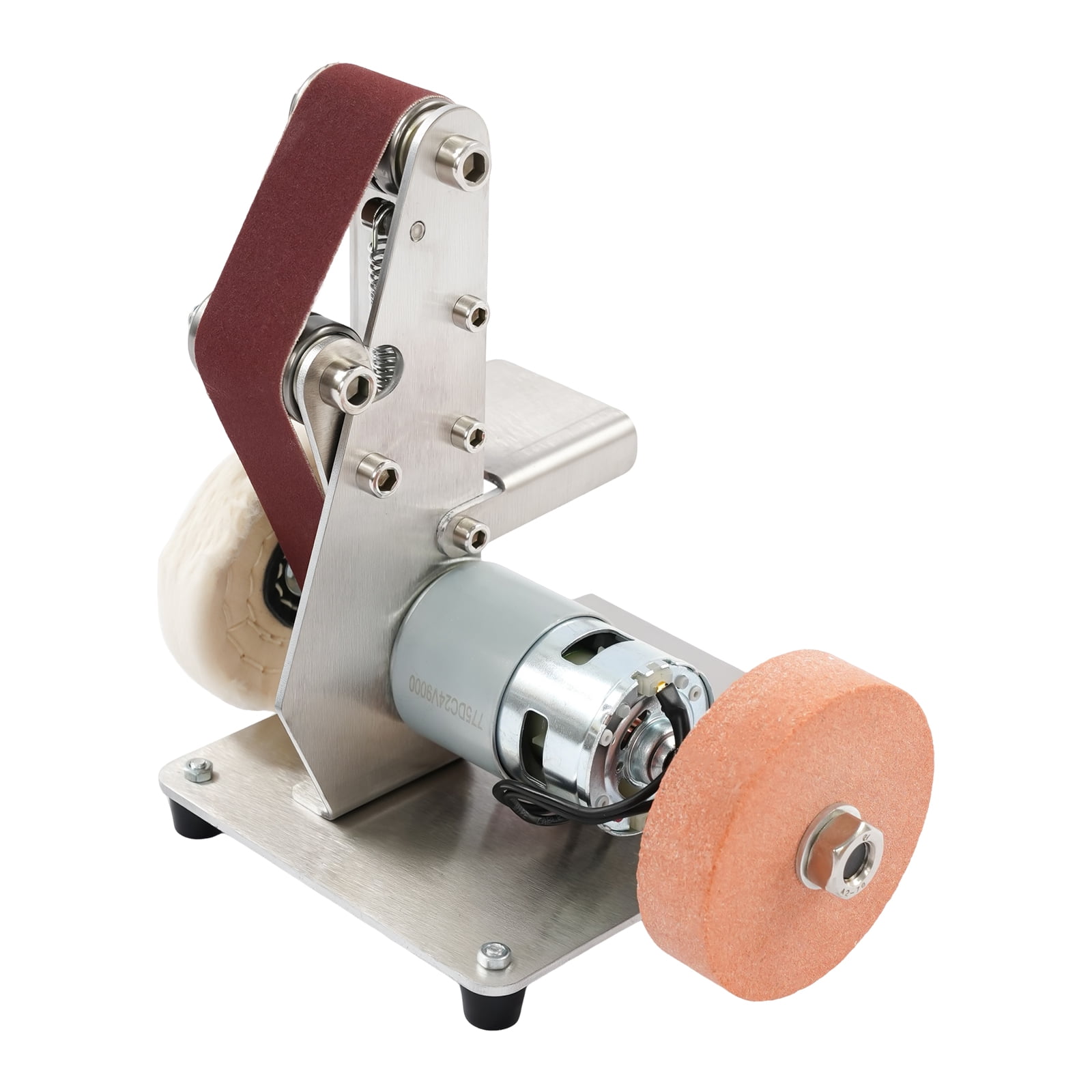 Electric Bench Grinder, All-Copper Motor with Forward/Reverse Switch, Includes 20 Belts and Wheels, Perfect for Metal Grinding and Knife Making