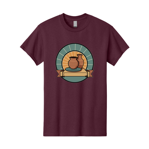 Clay-Pots-On-Pottery-Wheel Mens Graphic Tee, 100% Cotton, Casual Summer Wear