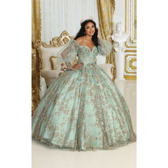 Women's Layla K Sweet 16 Birthday Party Dress Sage Green Gold Style LK206 Ball Gown And 18 Green/GOLD