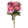 thumbnail image 2 of Enova Home 20" Tall Mixed Artificial Silk Roses with Small Berry Faux Flowers Bush for Home Office Wedding Vase Decoration (Pink), 2 of 3