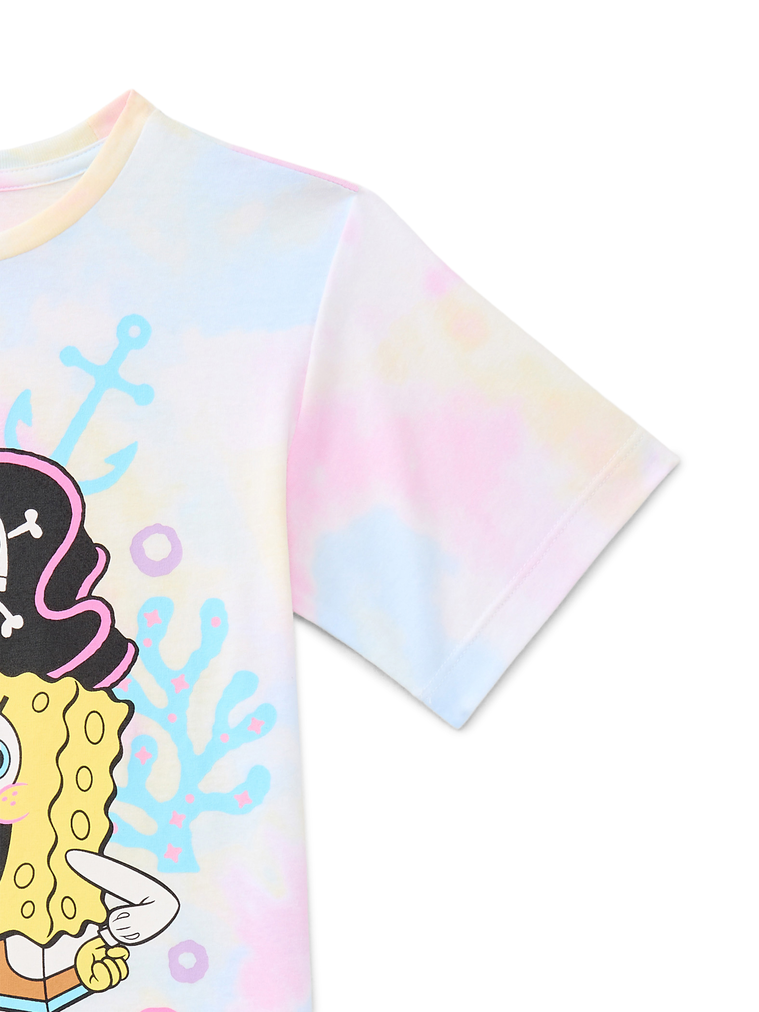 SpongeBob SquarePants Girls Pirate Sponge Graphic Tee with Short Sleeves, Sizes 4-16