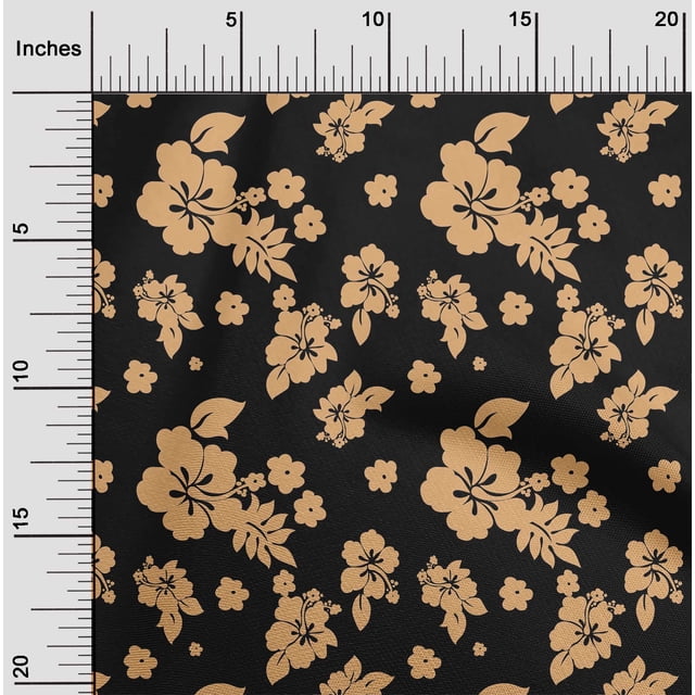 oneOone Polyester Lycra Black Fabric Artistic Flower Sewing Craft Projects Fabric Prints By Yard 56 Inch Wide