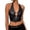 Black, variant on Women's Matte Leather Halter Neck Crop Top O-Ring Hollow Out Sleeveless Backless Slim Tank Top For Summer Festival Club Night Out, 1 Piece, S-XL