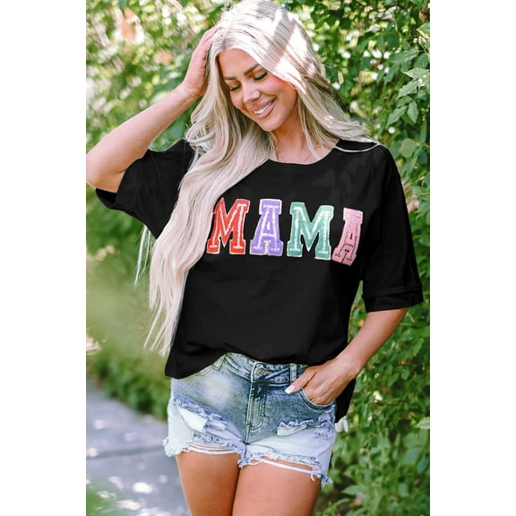 Plusashion Unleash Your Fashion with Our Stylish Black Mama Tee!