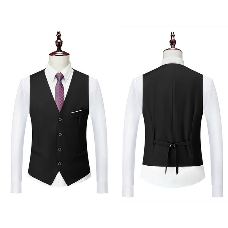 Black Men'S Suit Slim 3-Piece Suit R Business Wedding Party Jacket Vest &  Pants 