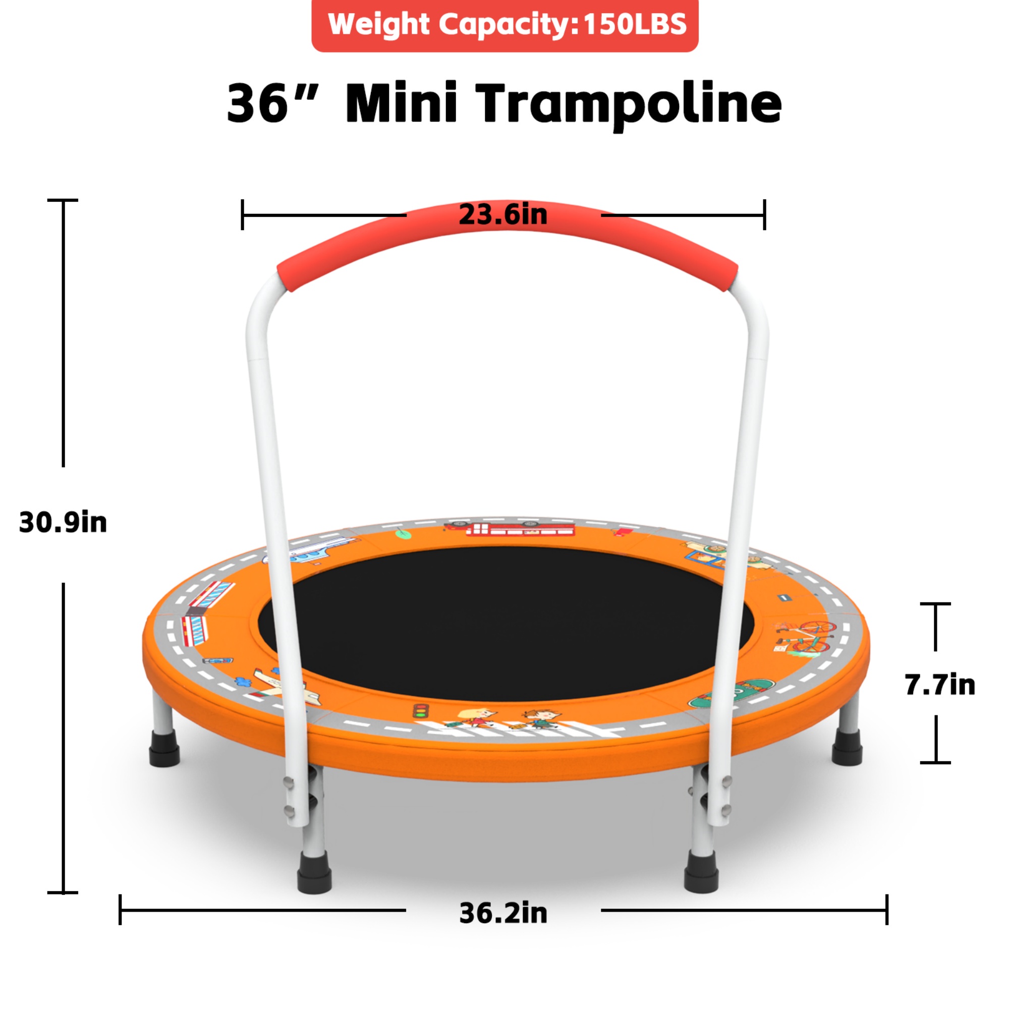 36" Mini Trampoline for Kids, SHINPT Trampoline for Toddlers for Birthday Gift, 36in Toddler Trampoline with Handle, Indoor/Outdoor Kids Trampoline, Small Trampoline for Yard, Lawn, Garden, Backyard