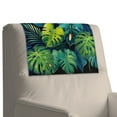 thumbnail image 4 of COEQINE Recliner Headrest Covers PU Leather Headrest Protector with Hook and Loop Straps, Universal Head Rest Covers for Recliner Office Chair Home Decor, 17x27 Inch, Tropical Monstera Palm Leaf, 4 of 7